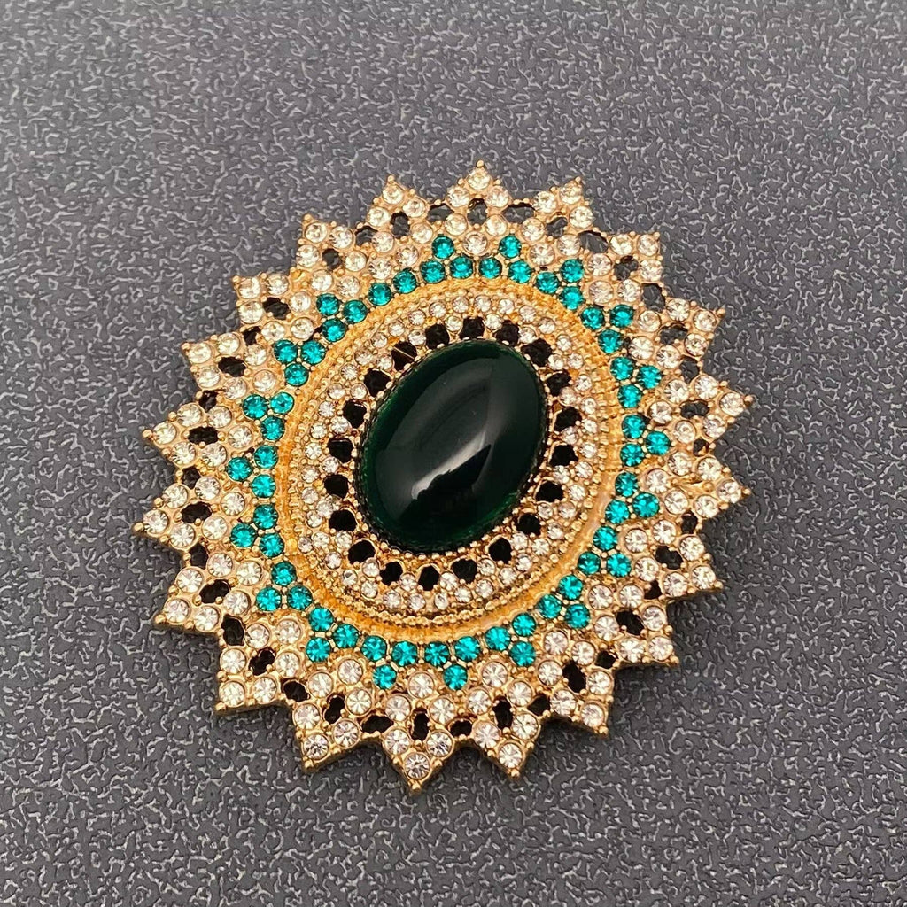 Vintage Full Rhinestone Oval Brooch