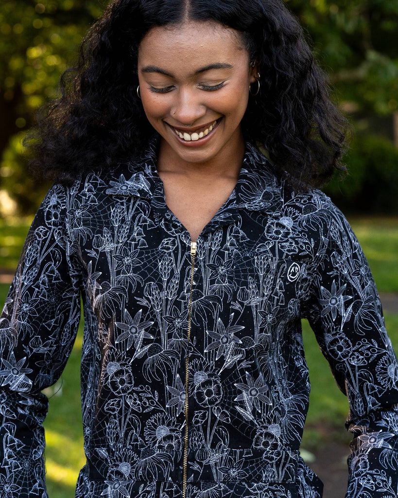 Black Floral Cobweb Boiler Suit