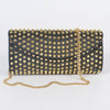 Studded Monotone Faux Leather Clutch: Black Gold