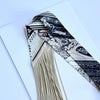 Fringe Scarf Western Print: Cream Black