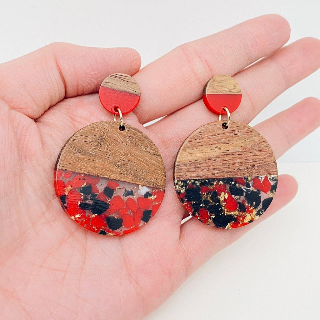 Wooden and Resin Earring: Blue Moon