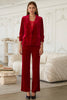Velvet Blazer with Ruched Sleeves: Red