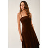 Chocolate Faux Suede And Lace Dress