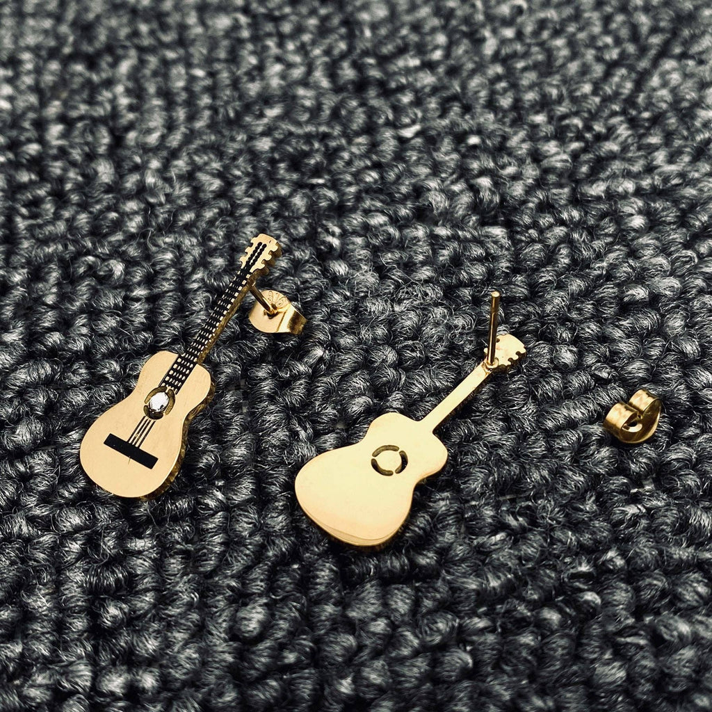 Tiny Gold Plated Guitar Earrings