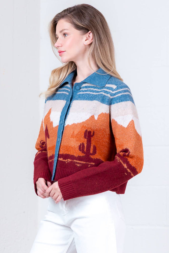 Western Movie Cardigan: Blue Sky