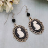 White Cat Cameo Earrings