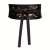 Embroidered Obi Belt: Black-Gold