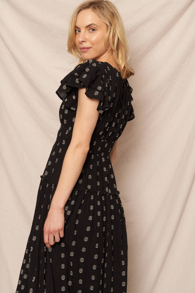 Daring Dots Ruffled Maxi Dress