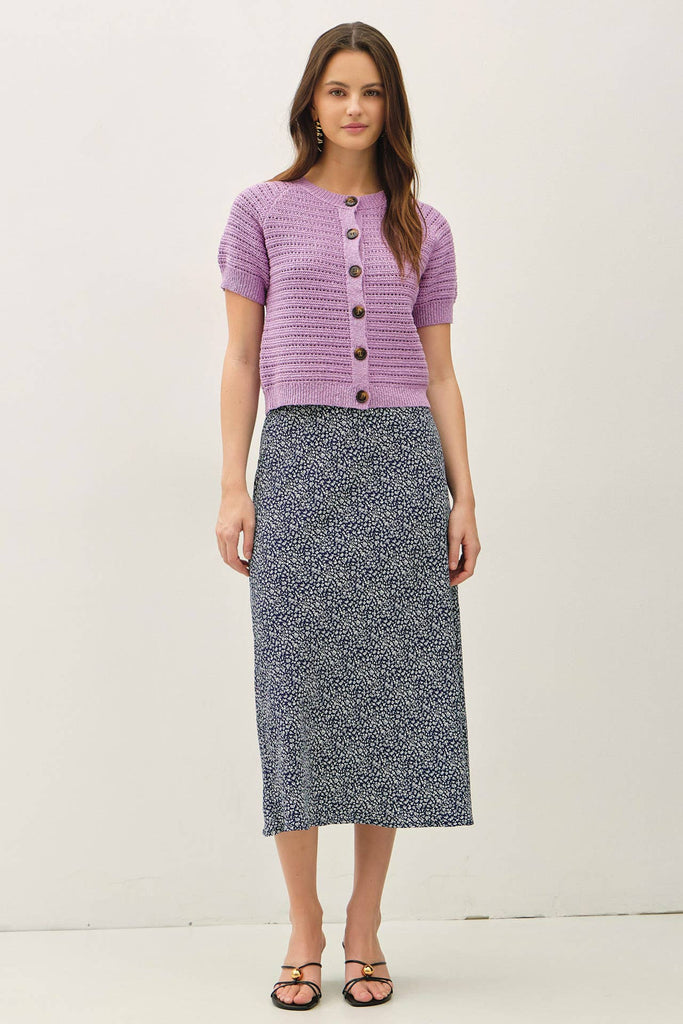 Cotton Crochet Cardigan: Lilac