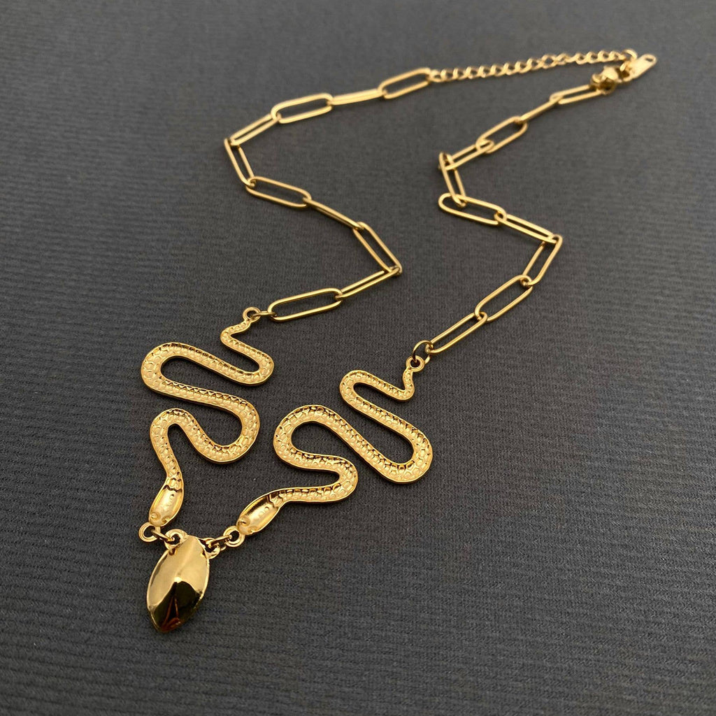 Double Snake Plated Necklace