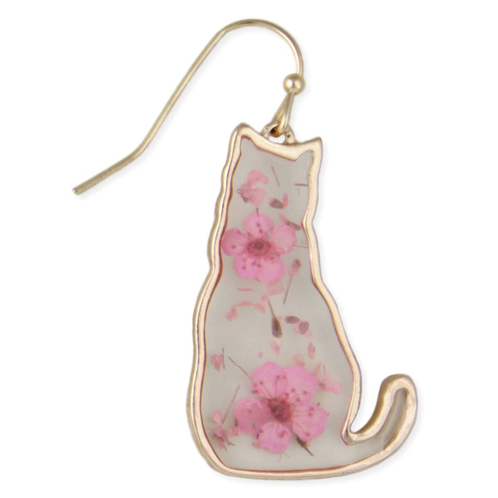 Feline Friend Flower Earrings