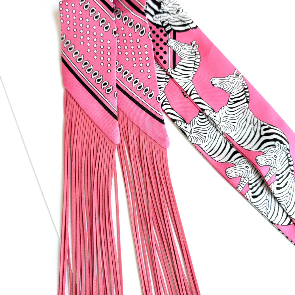 Fringe Twilly Scarf Hot Pink