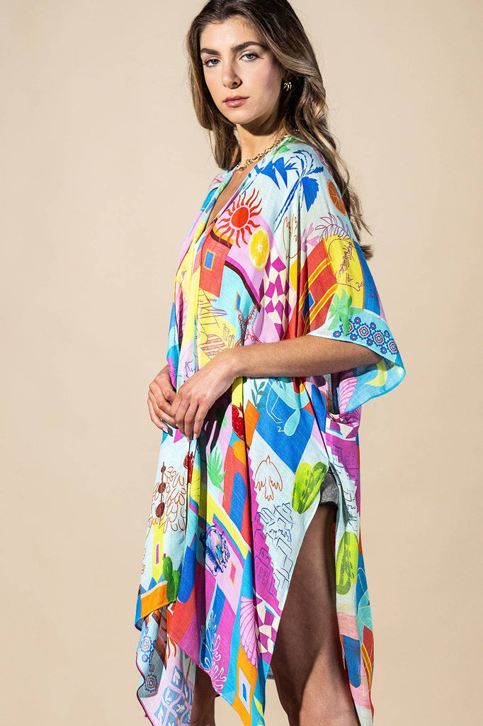 Coastal Pop Viscose Kimono