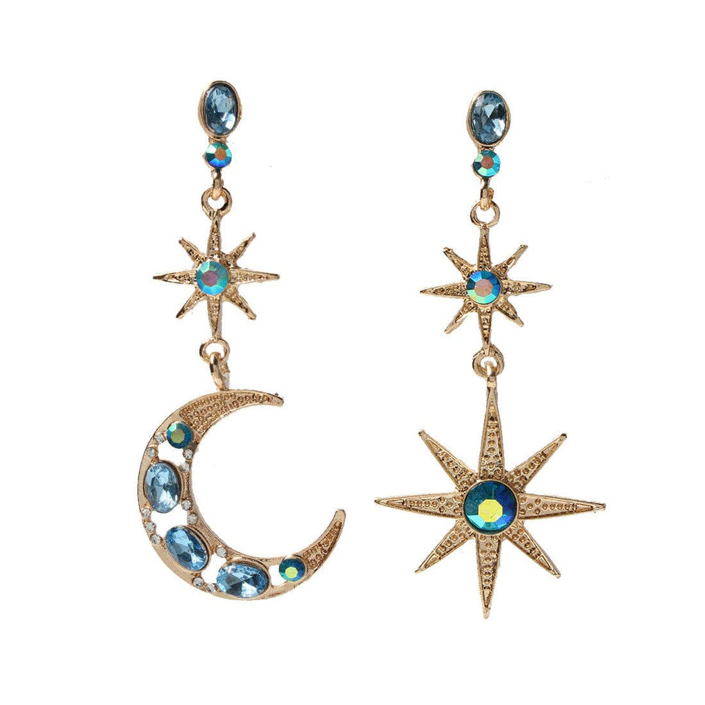 Star Moon Asymmetric Earrings