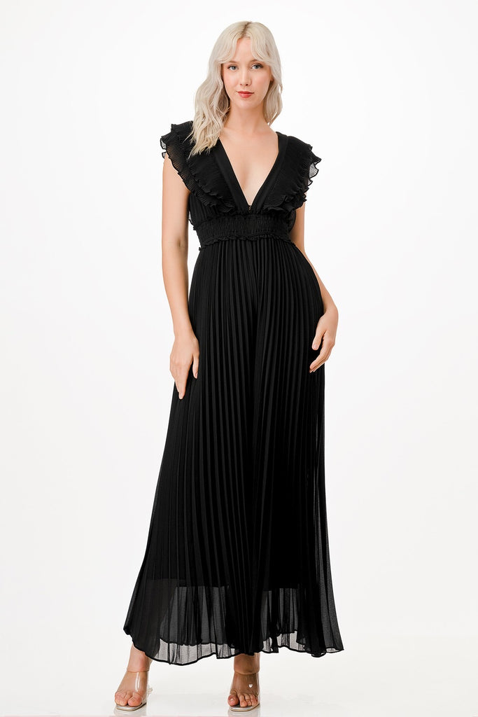 Raven Pleated Wide Leg Jumpsuit