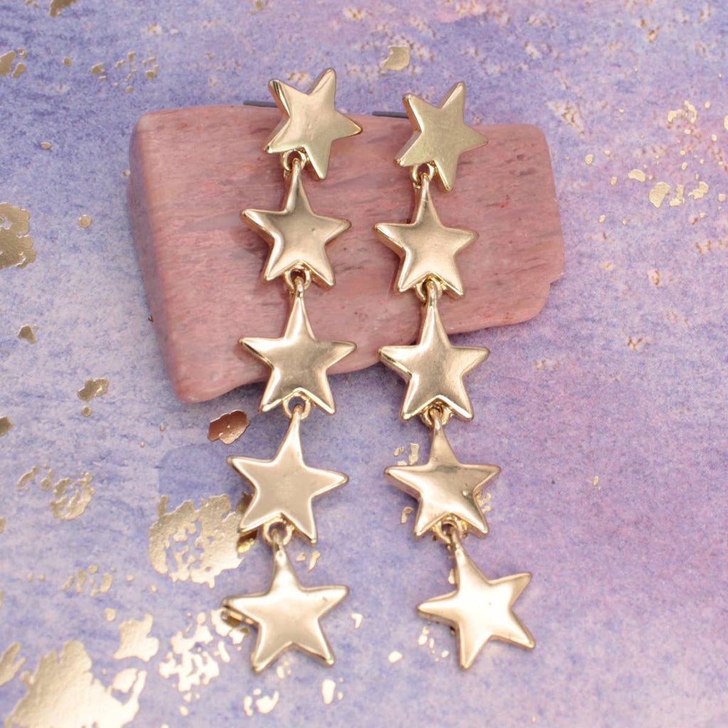 Gold Stars Linear Post Earrings