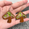 Acrylic Wood Mushroom Earrings