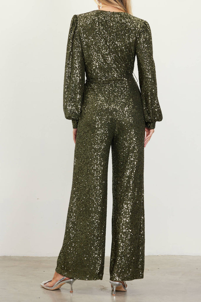 Olive Sequin Jumpsuit