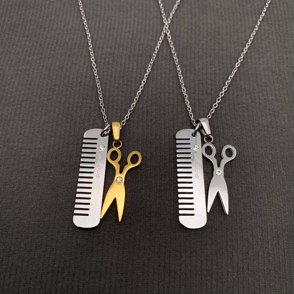 Barber 18K Gold Plated Charm Necklace- Steel