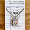 Book Locket Necklace - Alice In Wonderland - Grey: Bronze