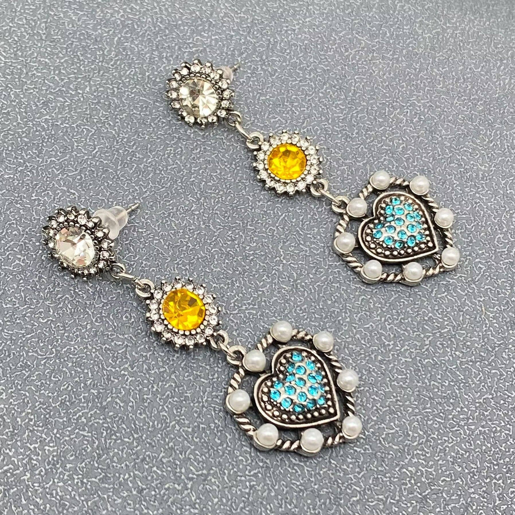 Vintage Heart Charm Dangle Earrings