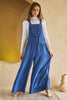 Tiered Wide Leg Overalls:  Blue