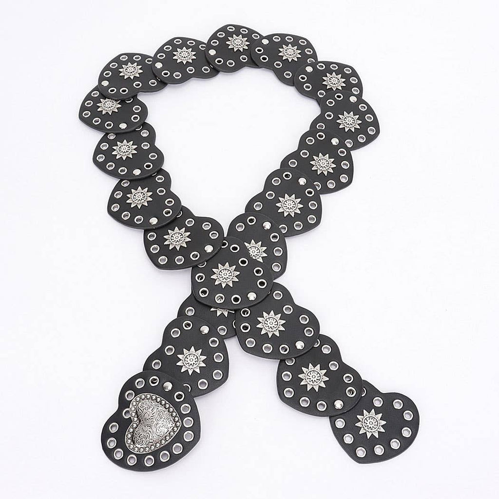 Heart Shaped Western Belt: Black