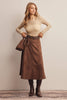 Stretch Suede A-Line Midi Skirt: Mocha
