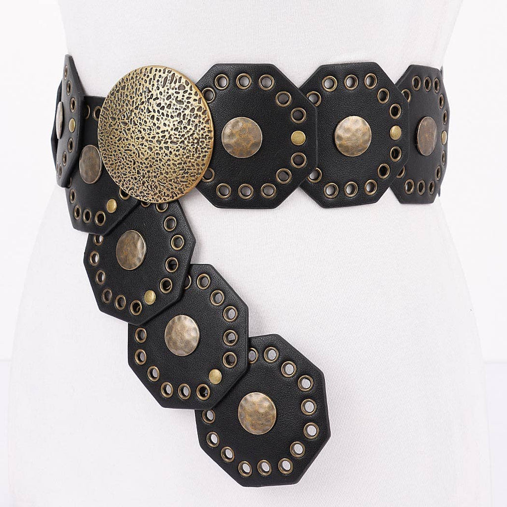 Western Vintage Belt: Black/Brass