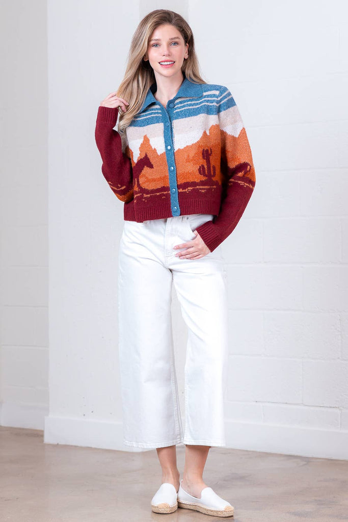 Western Movie Cardigan: Blue Sky