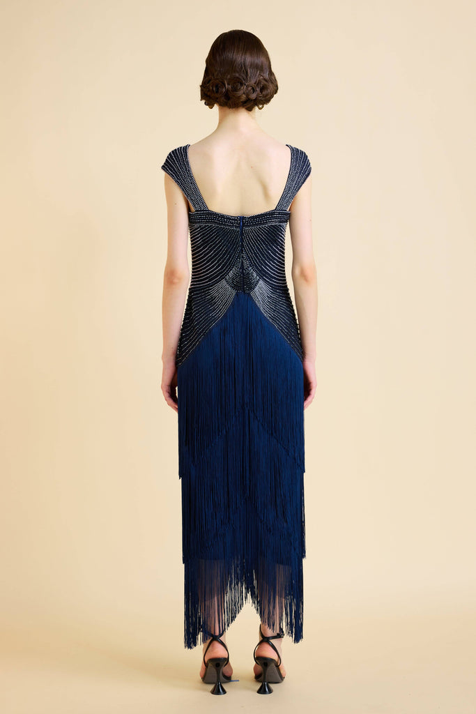 Marchesa Midnight Blue Beaded Dress