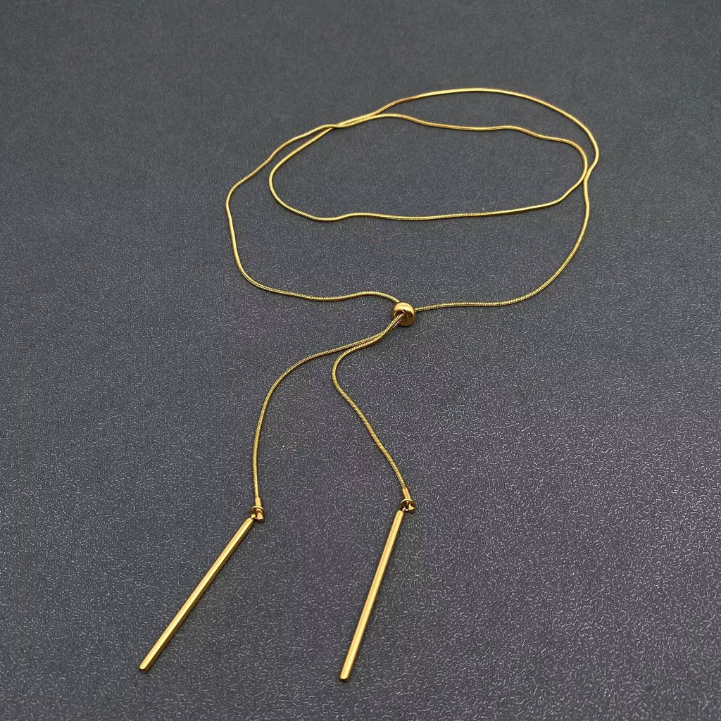 Golden Stainless Steel Lariat Necklace