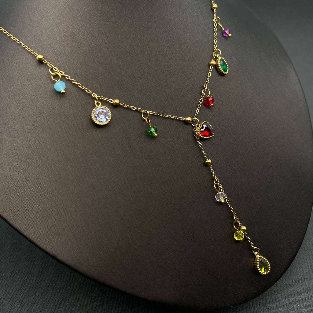 Geo Zircon Charm Necklace