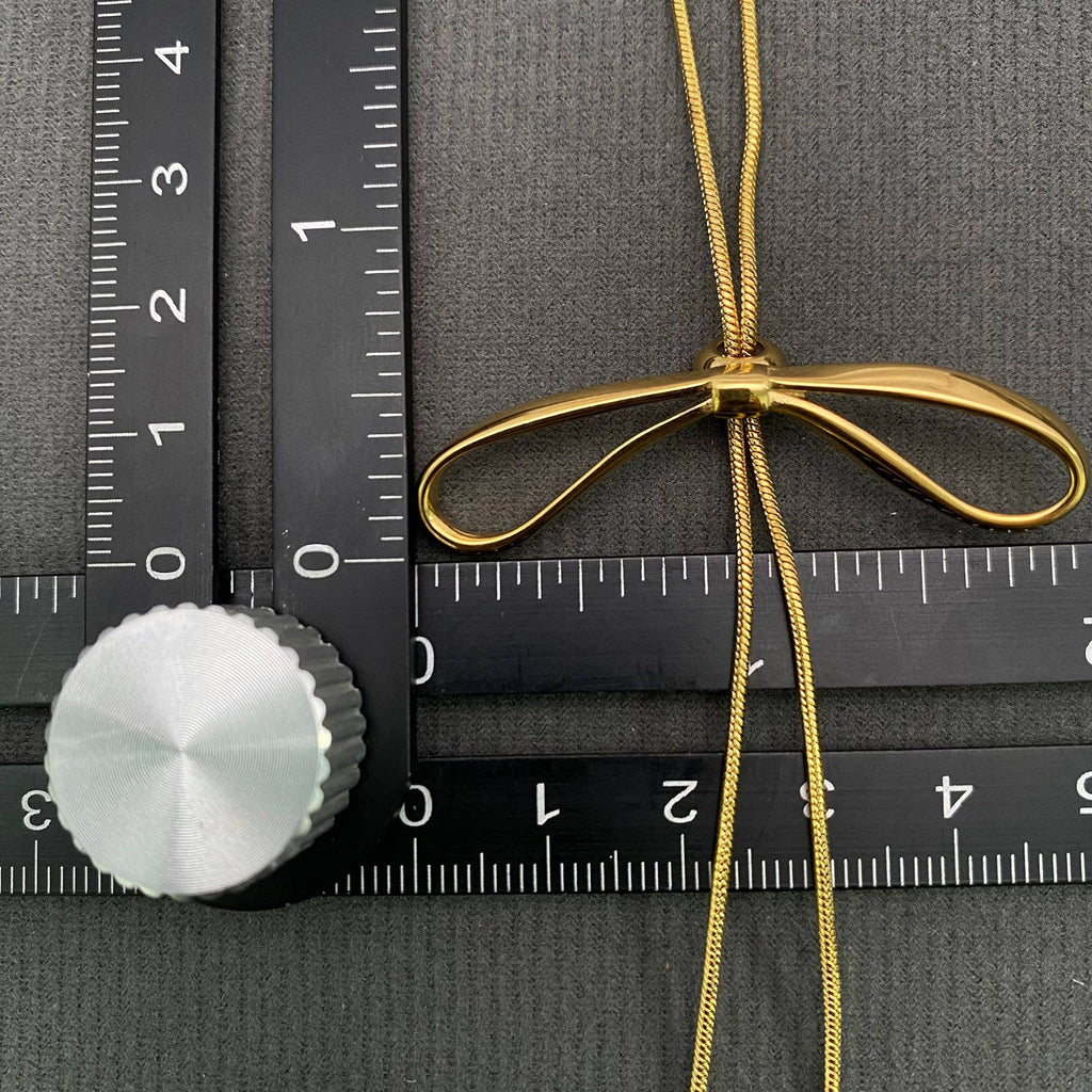 Bow 18K Gold Plated Lariat Necklace