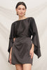 Batwing Sleeve Satin Mini Dress