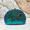 Peacock Clam Shell Clutch