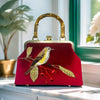 Embroidered Bird Velvet Bag