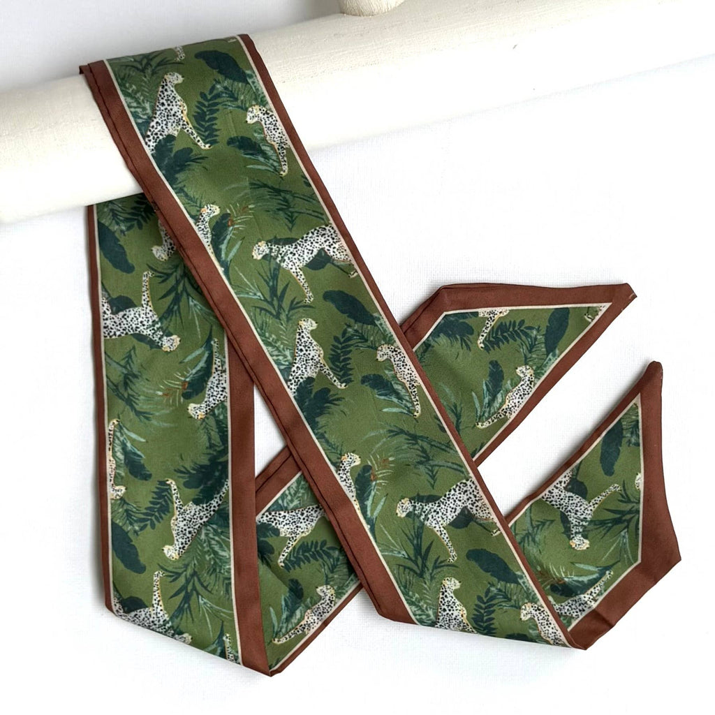 Skinny Twilly Scarf: Jungle Cats