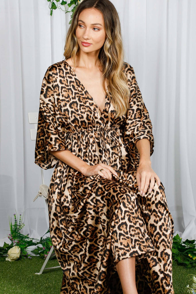 Silky Leopard Kimono Dress