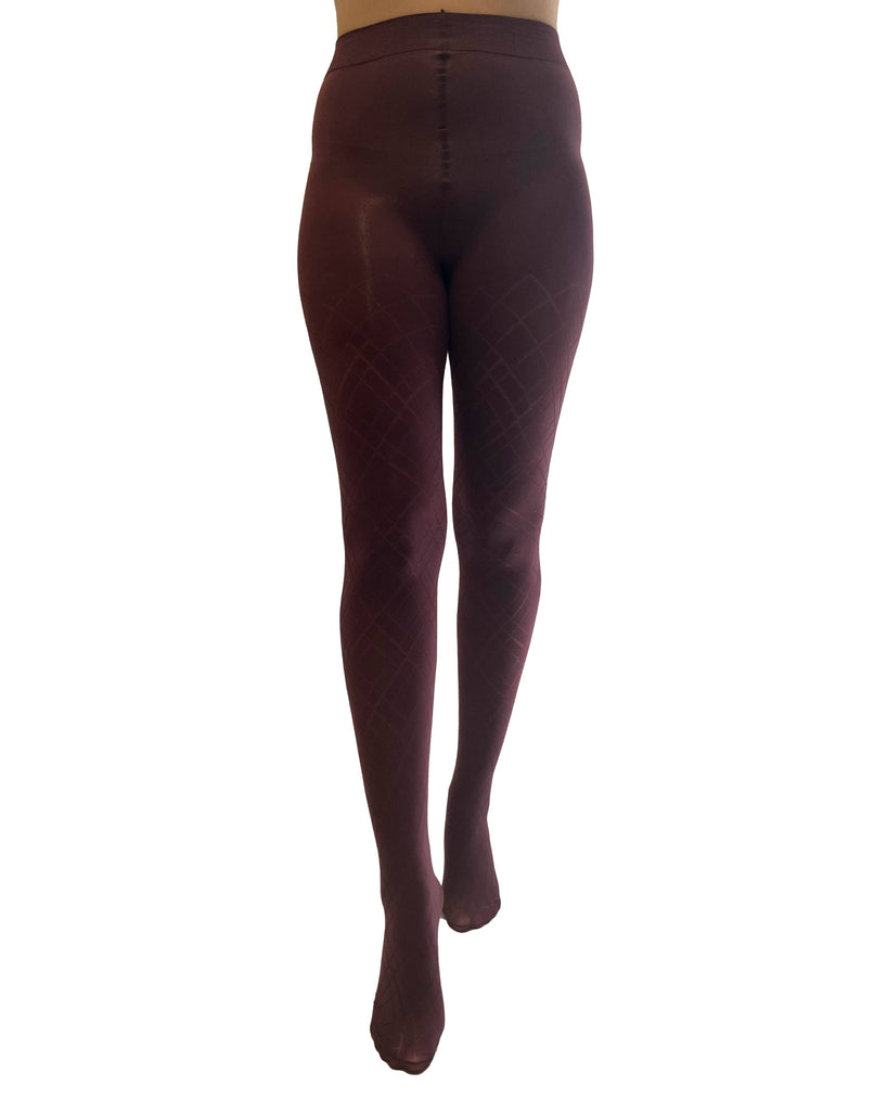 Opaque Diamond Tights: Damson / 16-18: XL