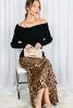 Leopard Print Bias Cut Satin Maxi Skirt