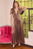 Bronze Twist Front Pleated Maxi Dress