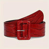 Glossy Faux Croc Belt: Red