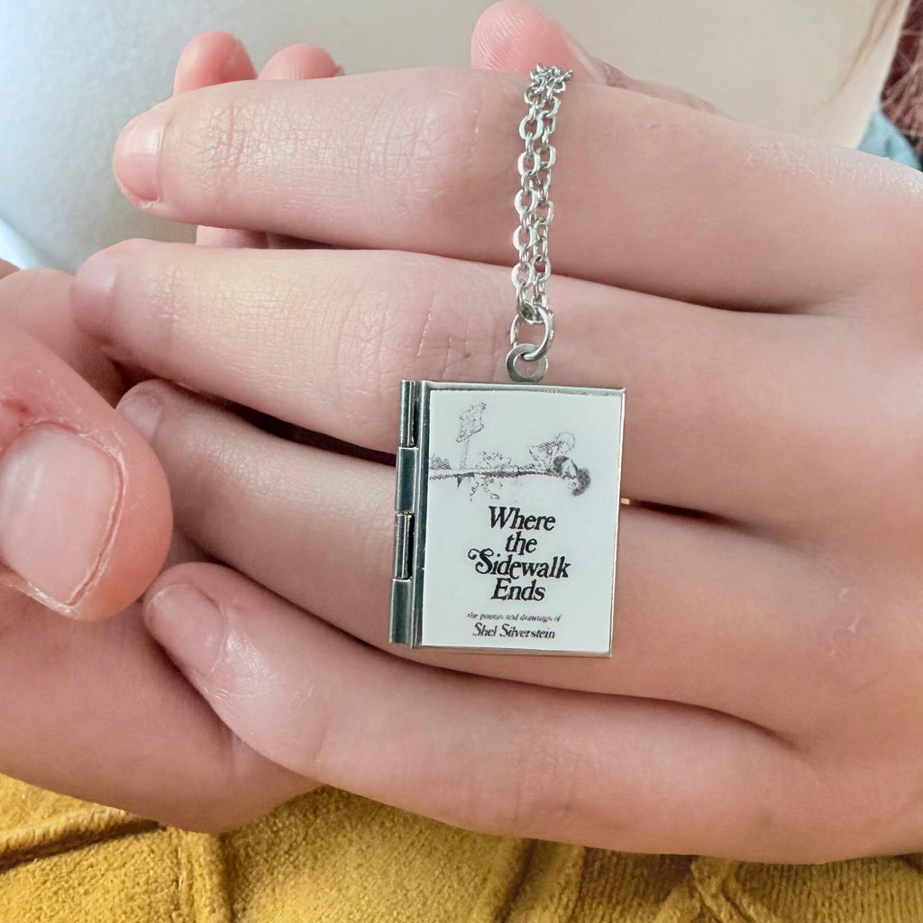 Book Locket Necklace - Where the Sidewalk Ends: Stainless Steel