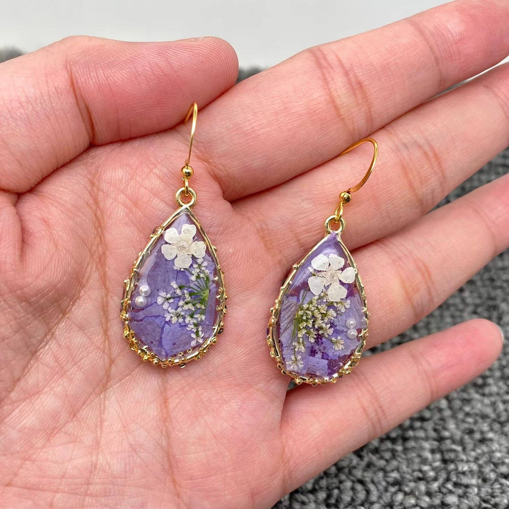 Periwinkle Flower Dangle Earrings