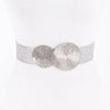 Round Buckle Stretch Rattan Belt: Silver