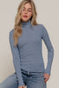 Retro Ribbed Striped Turtleneck: Blue