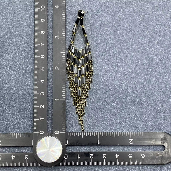 Black Stone Chandelier Earrings