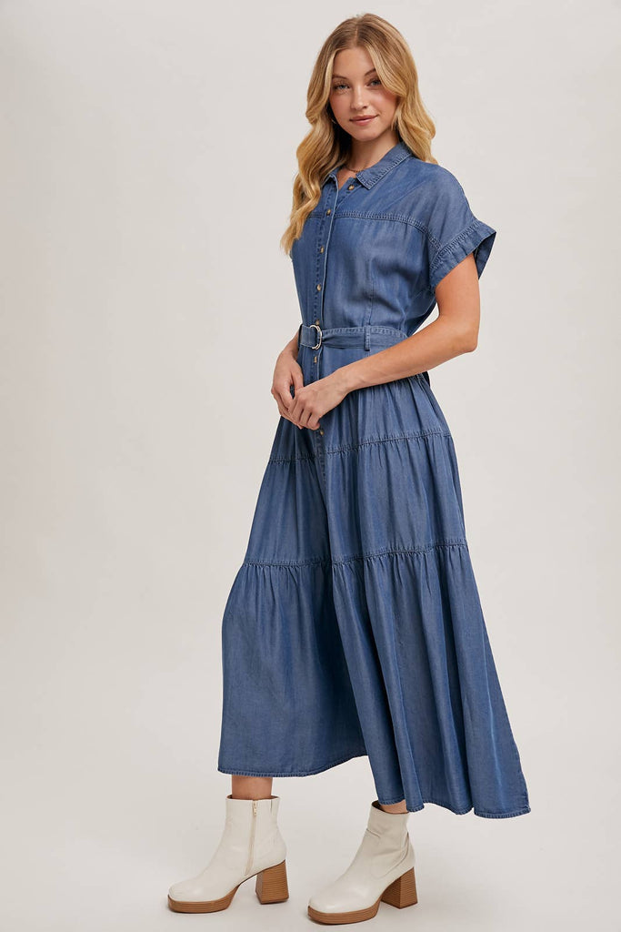 Tiered Tencel Denim Dress