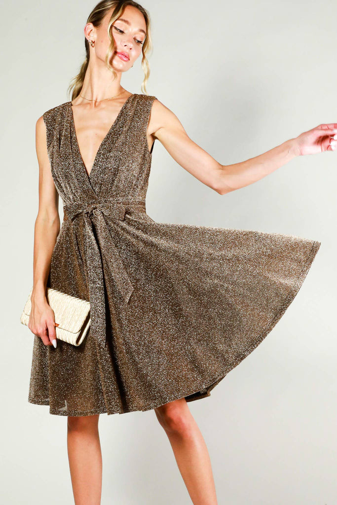 Bronze Glitter Swing Dress